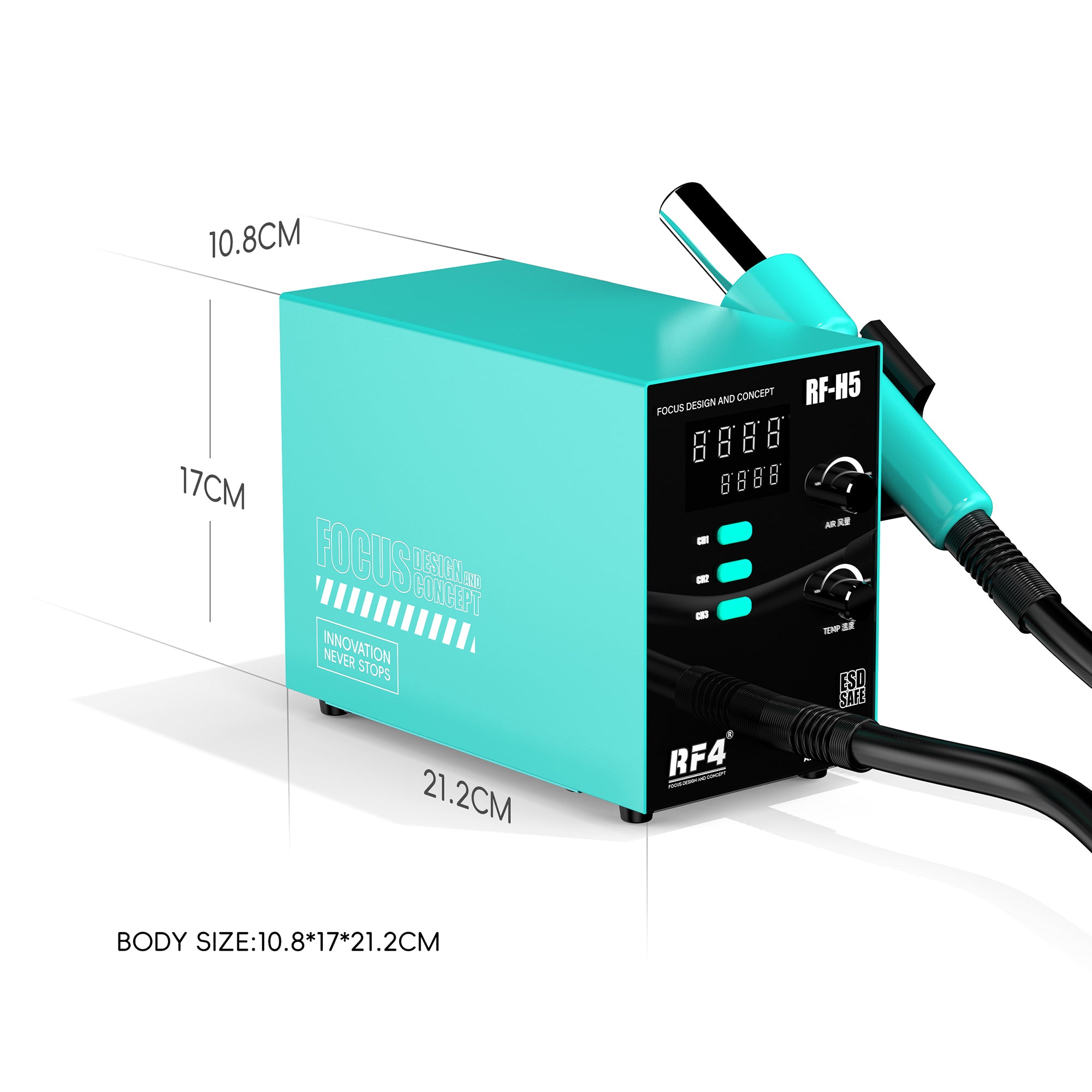 RF4 RF-H5 800W BGA Rework Solder Station Soldering Heat Air Gun with 5 Nozzles RF4 RF-H5 800W BGA Rework Solder Station Soldering Heat Air Gun with 5 Nozzles